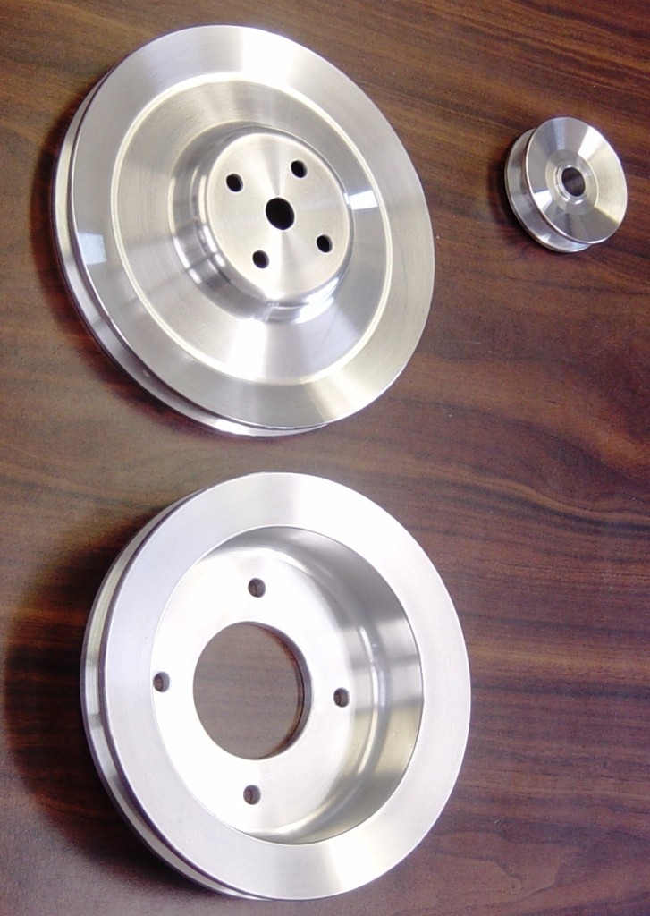 PS-69-70C  1969-70 Pontiac billet pulley set for non-ac with standard steering, polished