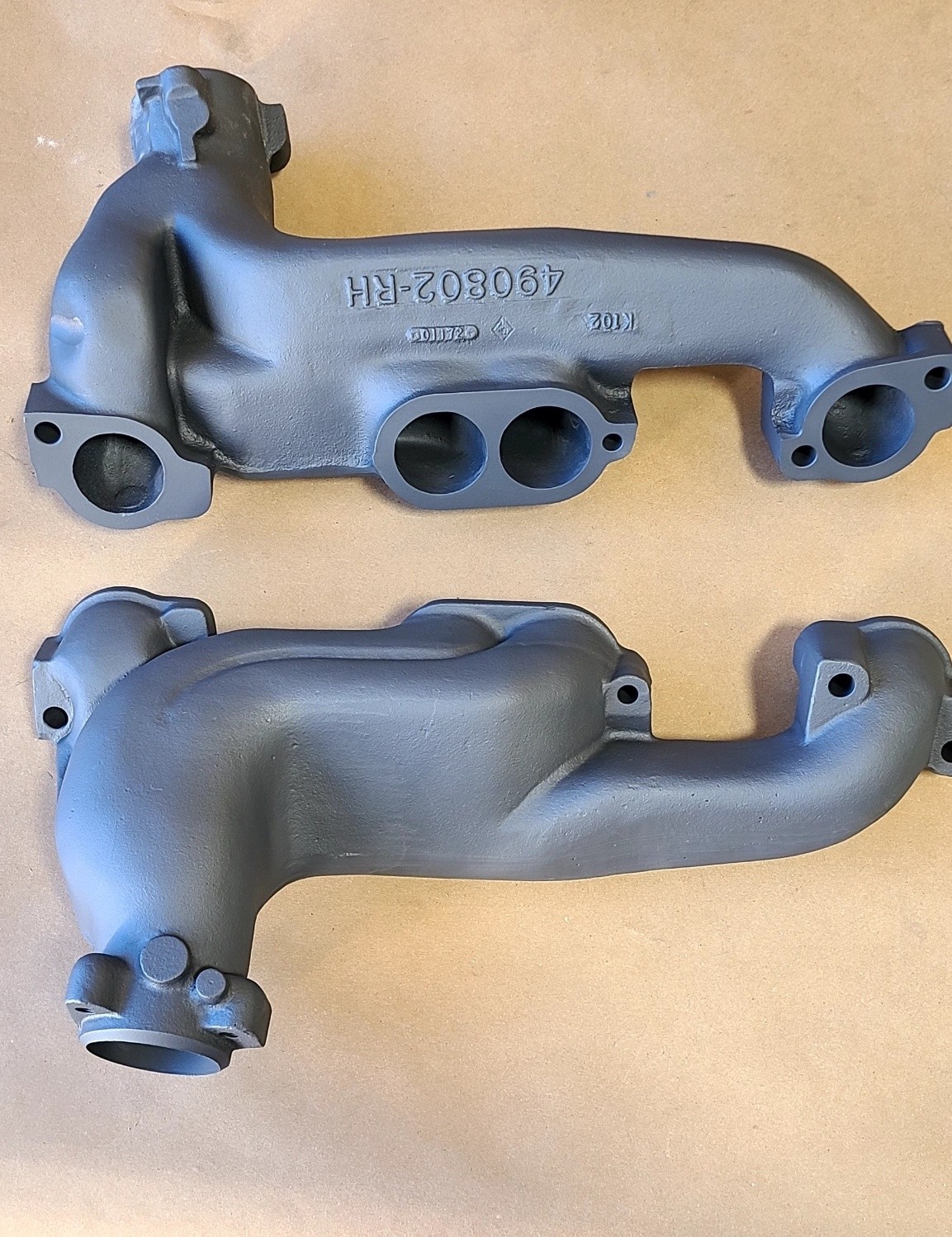 RM-4-OS  pair,  Round Port, high flow factory headers,  Gray ceramic coated